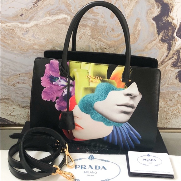 New Prada Saffiano Graphic Print Collage Tote Bag - Picture 3 of 8